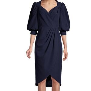 Aidan Mattox Navy Puff Sleeve Evening Dress - Sz 0